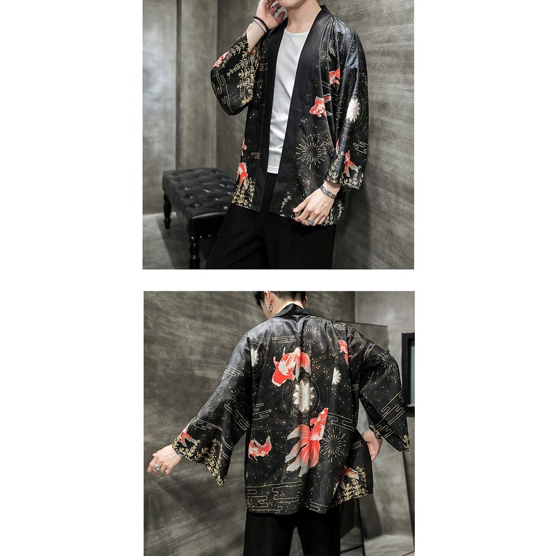 Seidarise Men's Haori Jacket Kimono Cardigan Yukata Noragi Happi Coat - Image 3